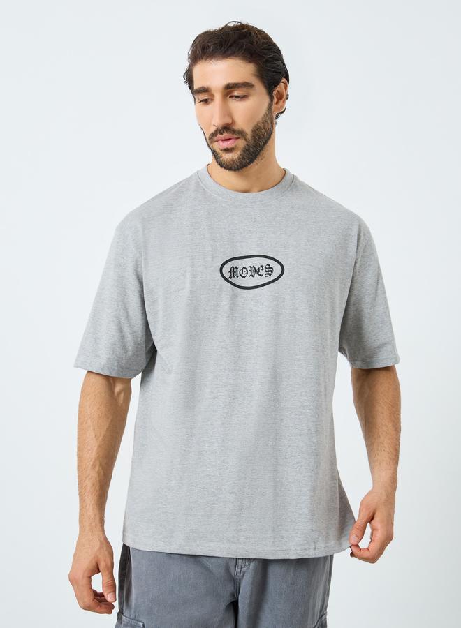 Styli Men Grey Graphic Print Oversized T-Shirt - Image 1